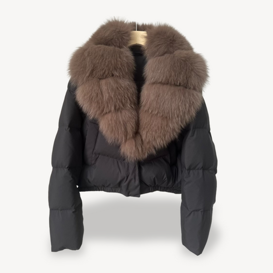 Heidi-Mode | Winter Pufferjacke mit Kunstfellkragen für Damen