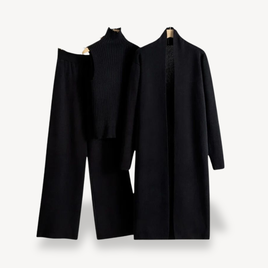 Heidi-Mode | Frauen Rippstrick 3-Teilige Set