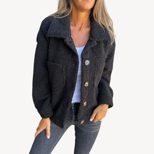 Heidi-Mode | Damen Teddyfleece Knopjacke