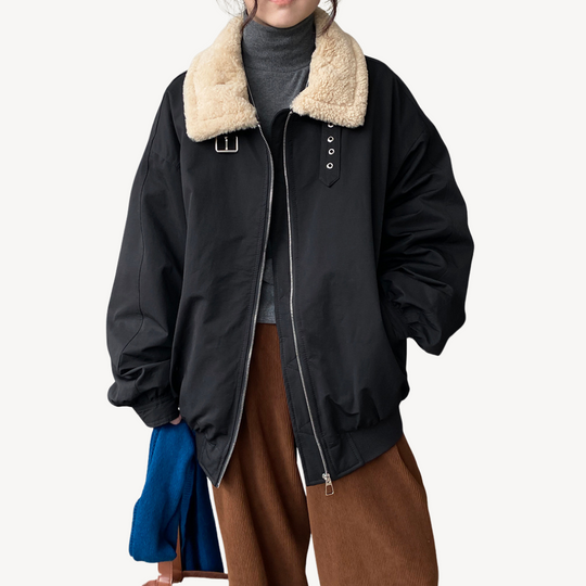Heidi-Mode | Damen Shearling Kragen Pufferjacke