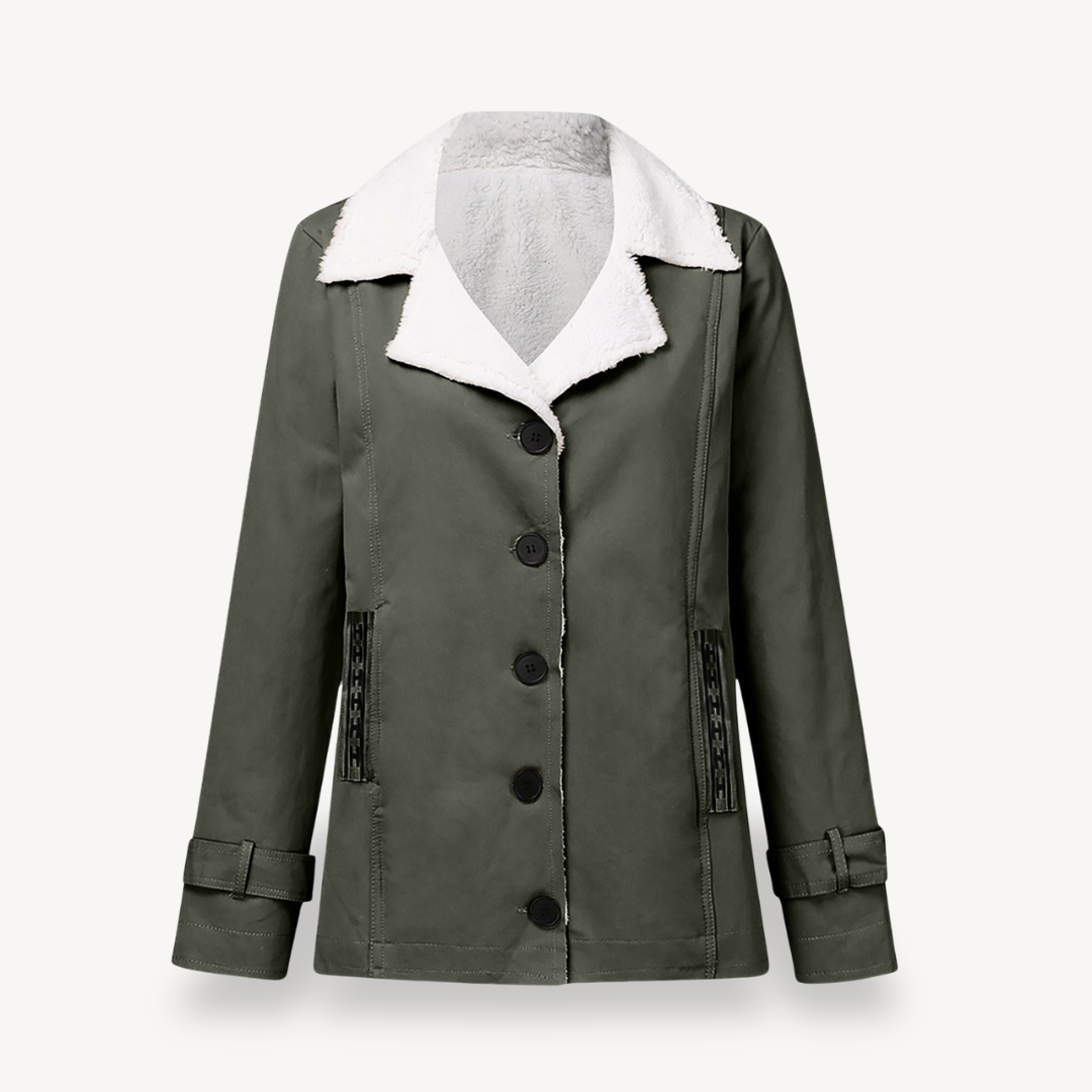 Heidi-Mode | Damen Fleecegefütterter Mantel mit Knöpfen