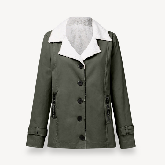 Heidi-Mode | Damen Fleecegefütterter Mantel mit Knöpfen