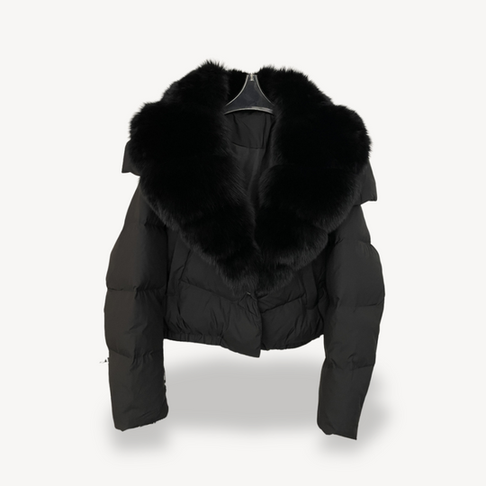 Heidi-Mode | Winter Pufferjacke mit Kunstfellkragen für Damen