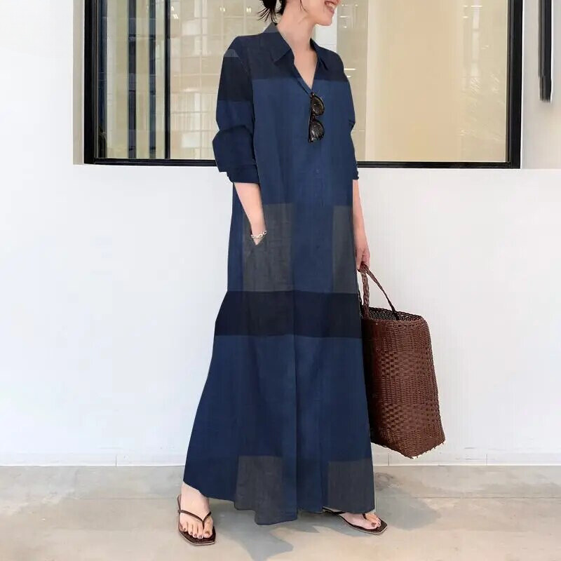Heidi-Mode | Leroy Stilvolles Karo Maxikleid