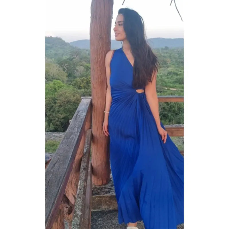 Heidi-Mode | Elegante Ein-Schulter Taillierte Falten Aftenkjole