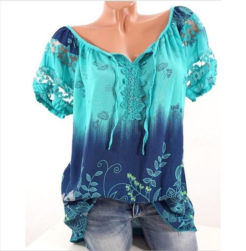 Heidi-Mode | Bohemian Stickerei Lässig Passform Top