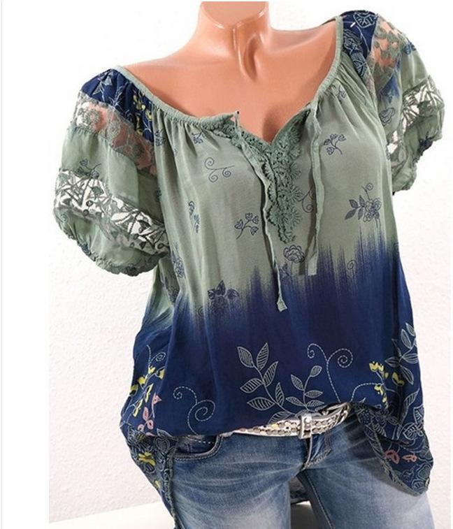 Heidi-Mode | Bohemian Stickerei Lässig Passform Top