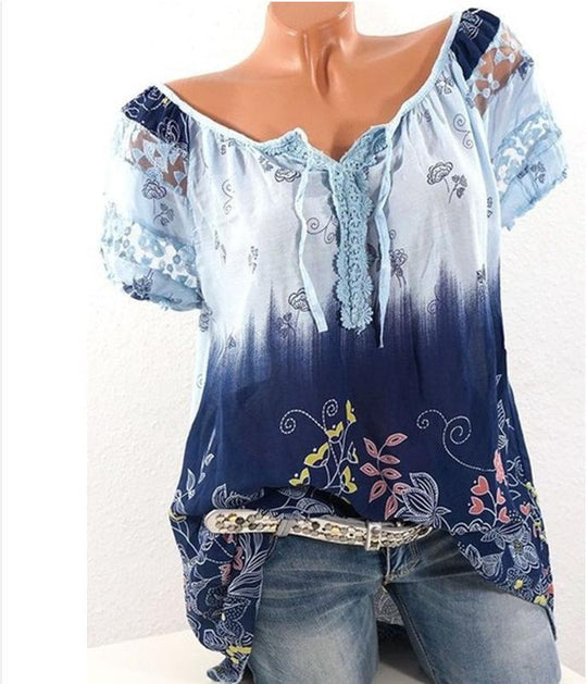Heidi-Mode | Bohemian Stickerei Lässig Passform Top
