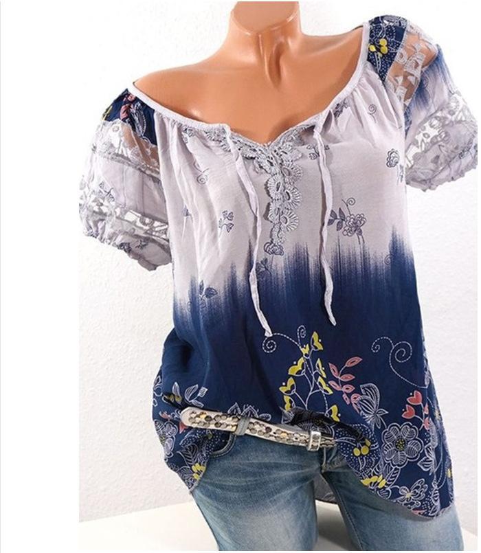 Heidi-Mode | Bohemian Stickerei Lässig Passform Top