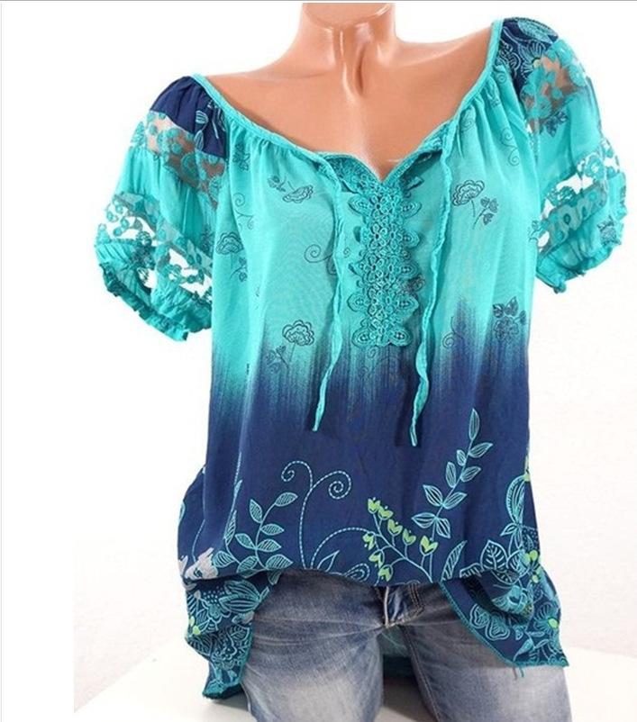 Heidi-Mode | Bohemian Stickerei Lässig Passform Top