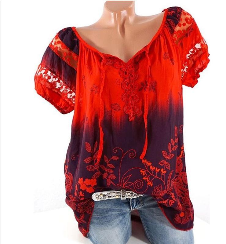Heidi-Mode | Bohemian Stickerei Lässig Passform Top