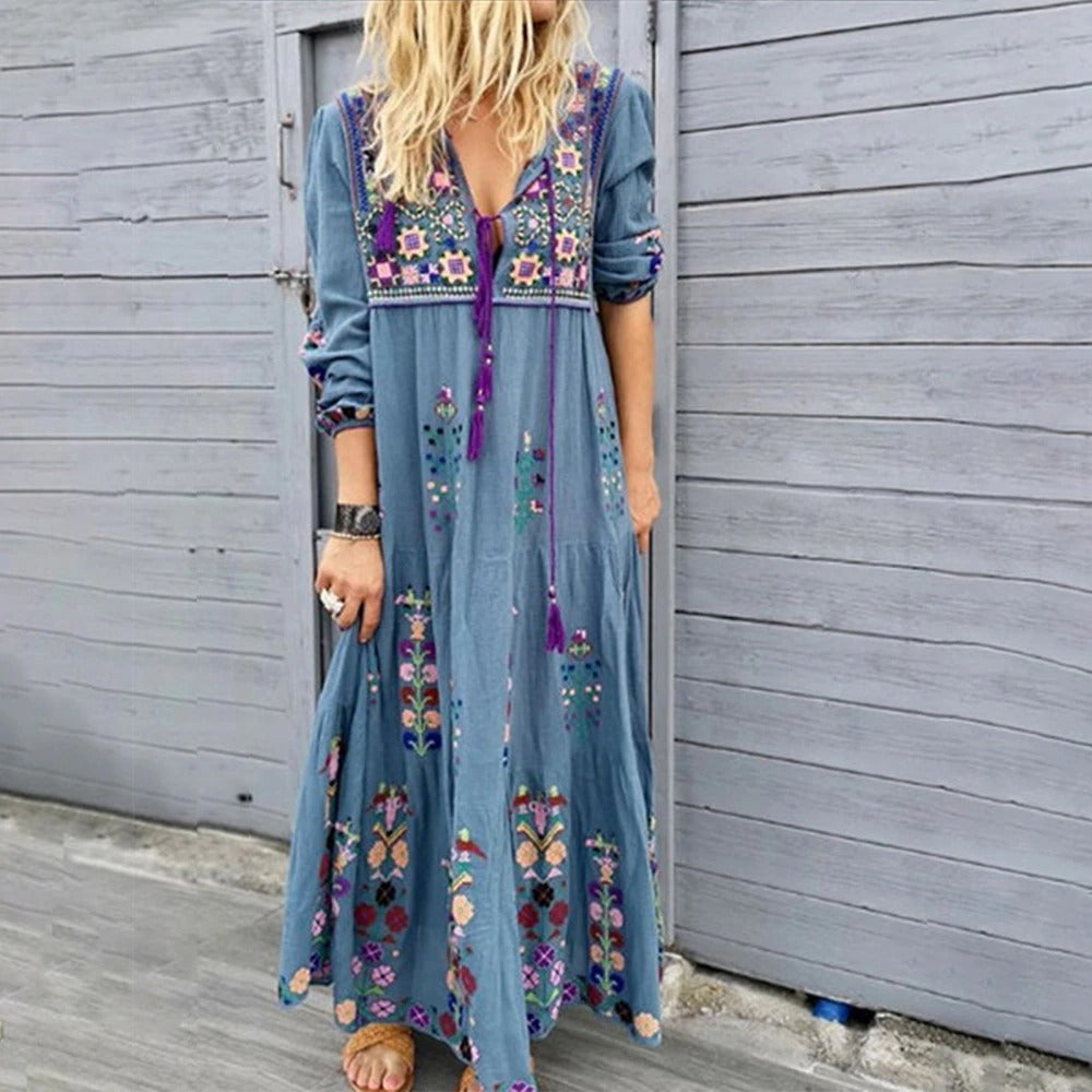 Heidi – Elegantes langes Boho-Kleid