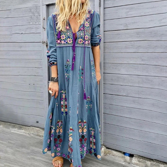 Heidi – Elegantes langes Boho-Kleid