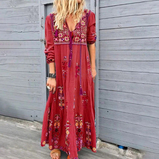 Heidi – Elegantes langes Boho-Kleid