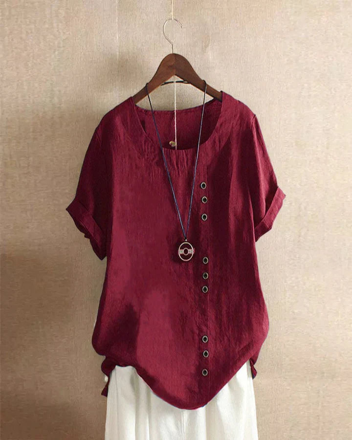 Heidi-Mode | Stilvolle Bluse mit Rundhalsausschnitt und Knöpfen