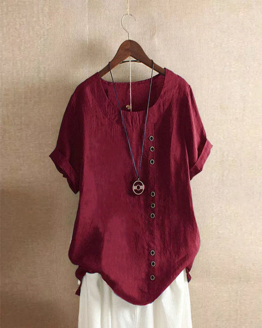 Heidi-Mode | Stilvolle Bluse mit Rundhalsausschnitt und Knöpfen