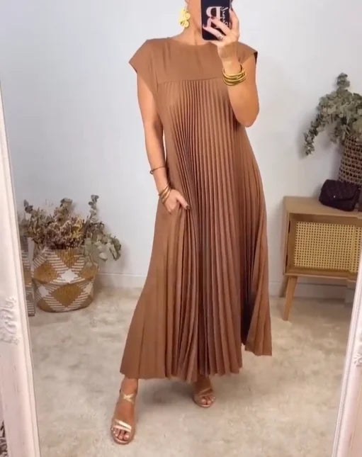 Kurzärmliges Plisseekleid