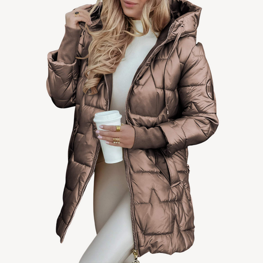 Heidi-Mode | Damen Kapuzen-Mittellanger Puffermantel