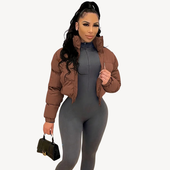 Heidi-Mode | Damen Cropped Puffer Zip Jacke