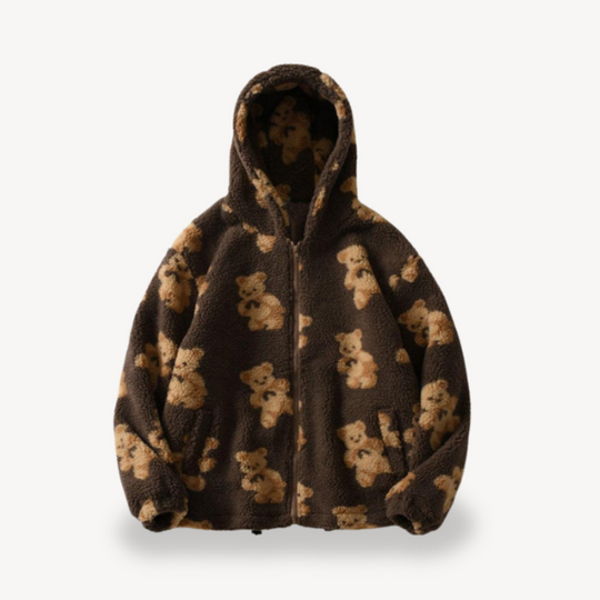 Heidi-Mode | Teddy Bear Muster Kapuzenjacke für Frauen