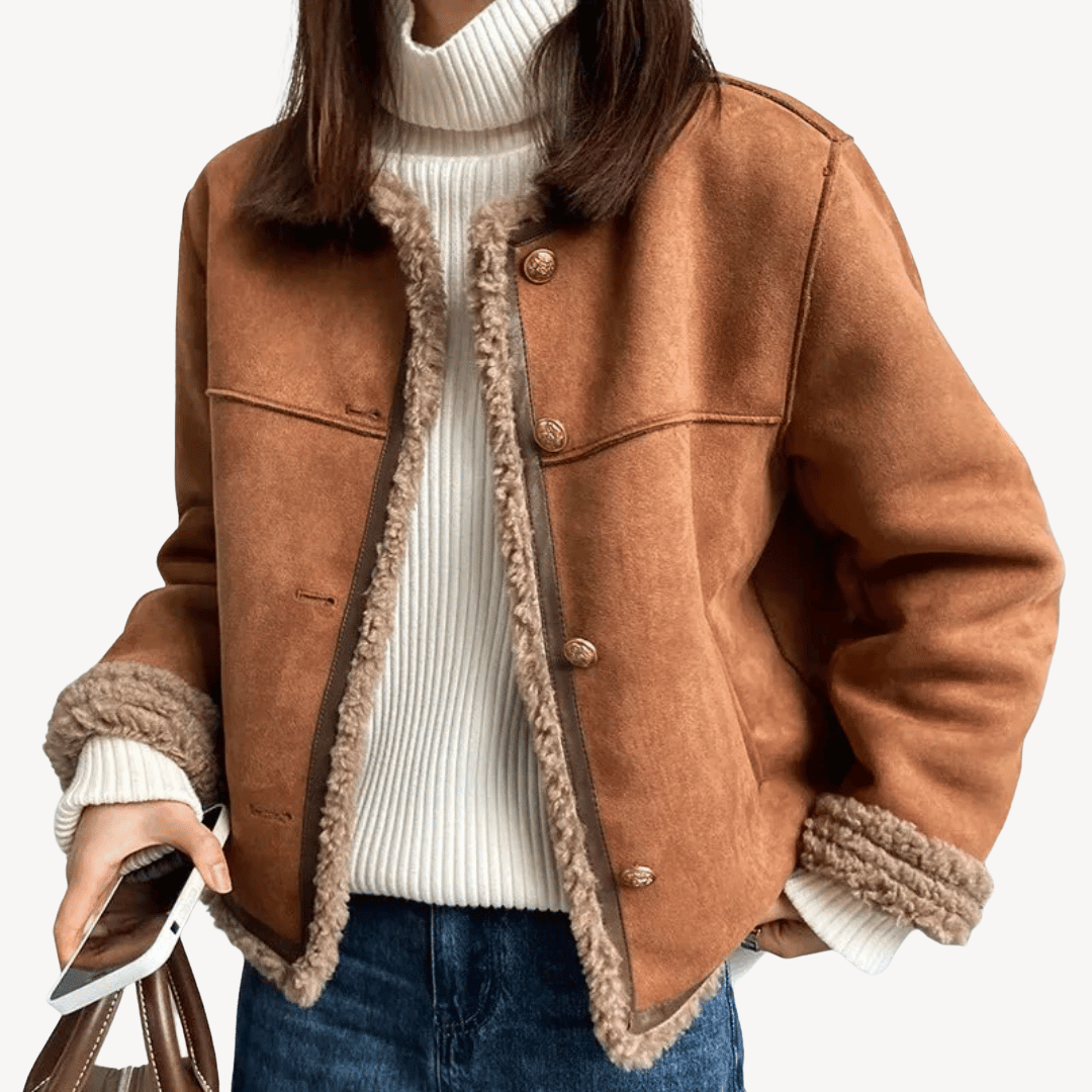 Heidi-Mode | Damen Kunstpelzbesatz Fleecegefütterte Jacke