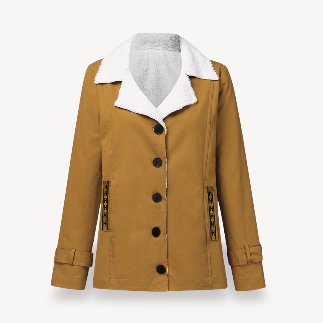 Heidi-Mode | Damen Fleecegefütterter Mantel mit Knöpfen