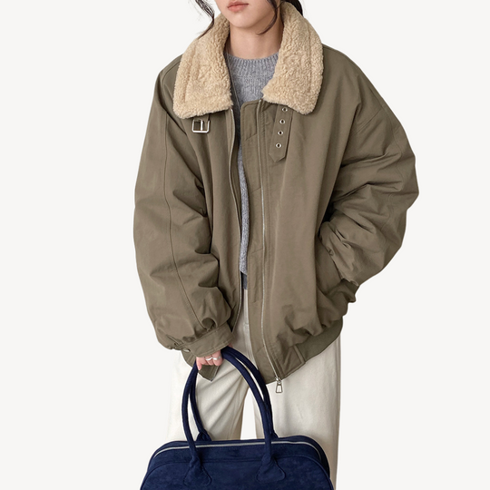 Heidi-Mode | Damen Shearling Kragen Pufferjacke