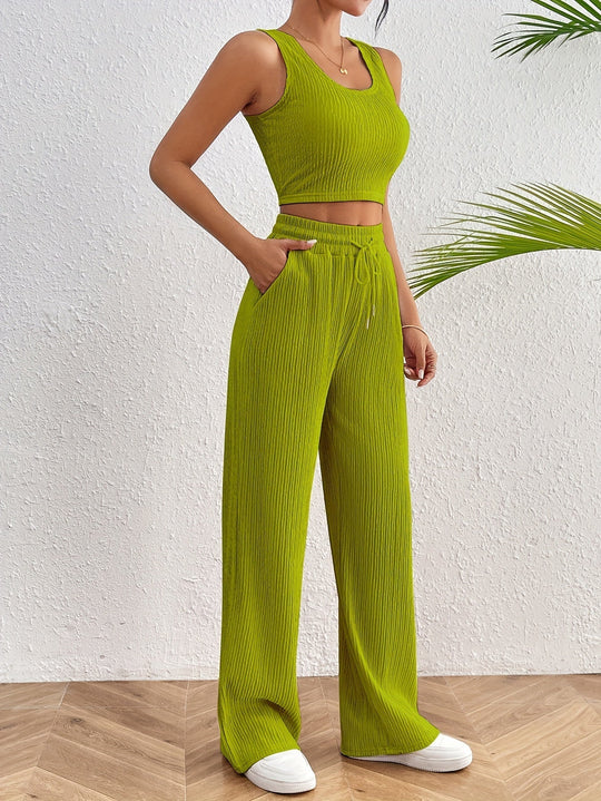 Heidi-Mode | Stylisches Sommer Freizeit Set Damen Overall und Crop Top