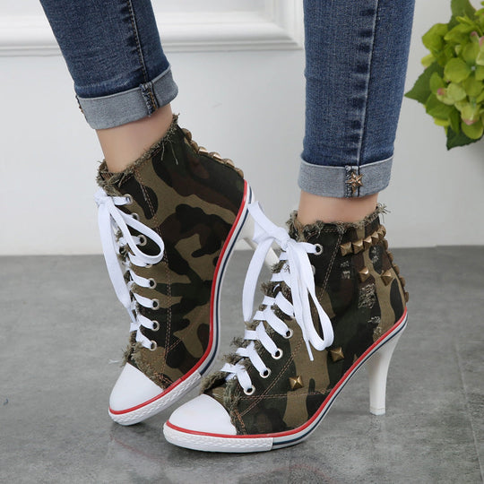 Heidi-Mode | Rundtå Damen Schuhe Denim Hohe Absätze