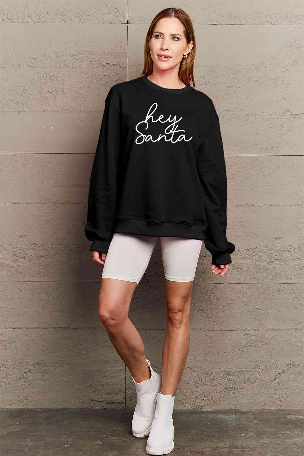 Heidi-Mode | Vollgröße Hey Santa Grafik Sweatshirt