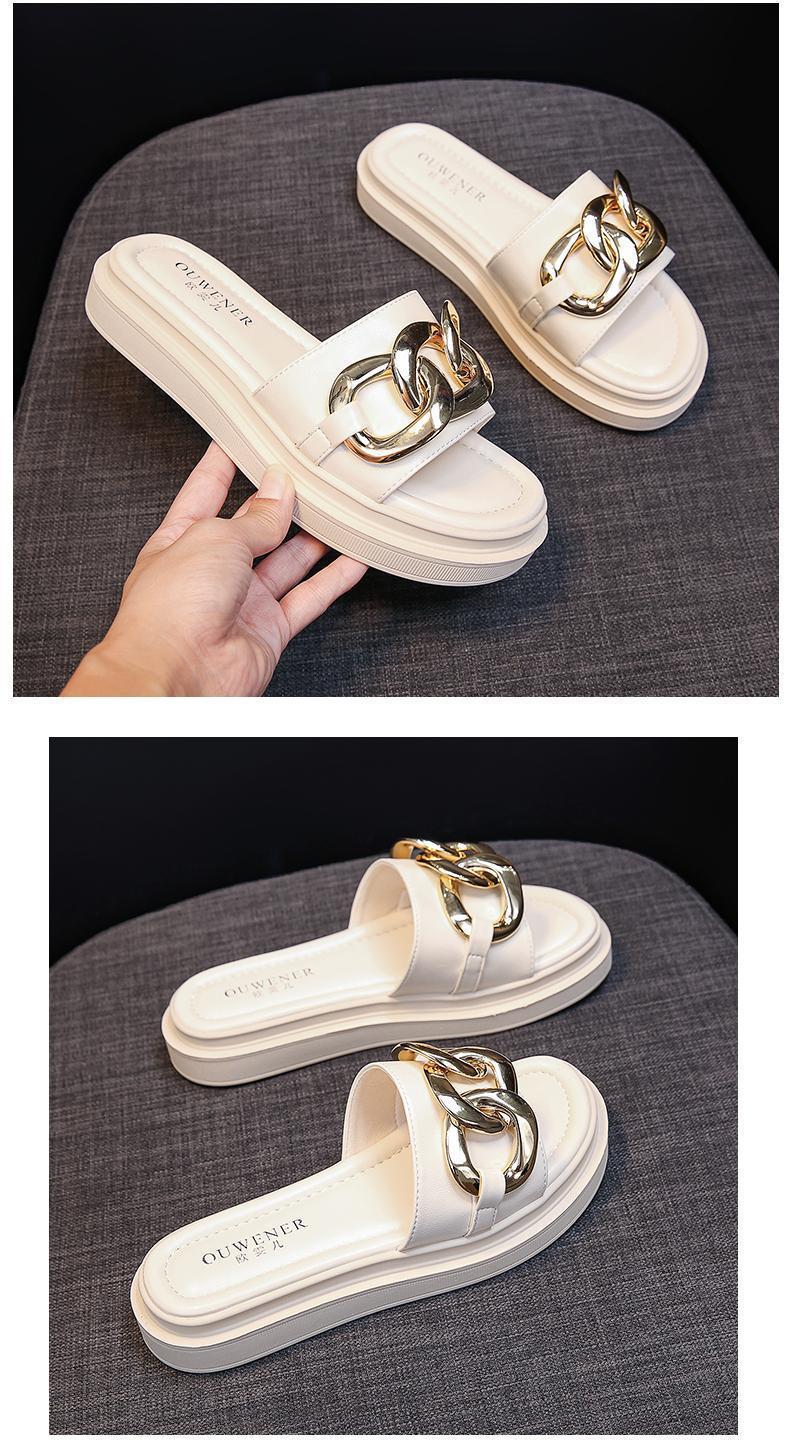 Heidi-Mode | Sandals women with platform and golden chain