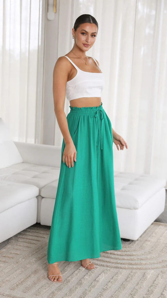 Heidi Mode | Elastischer Gürtel Weites Bein Hohe Taille Hose
