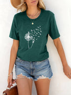 Heidi-Mode – T-Shirt Mit Löwenzahn-Print Und Rundhalsausschnitt