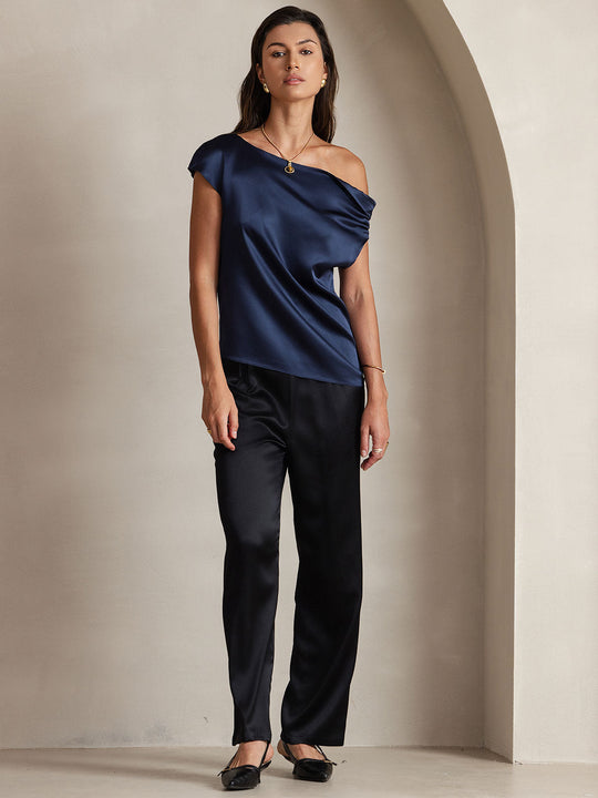 Heidi-Mode | Seiden Chic Ein Schulter Bluse