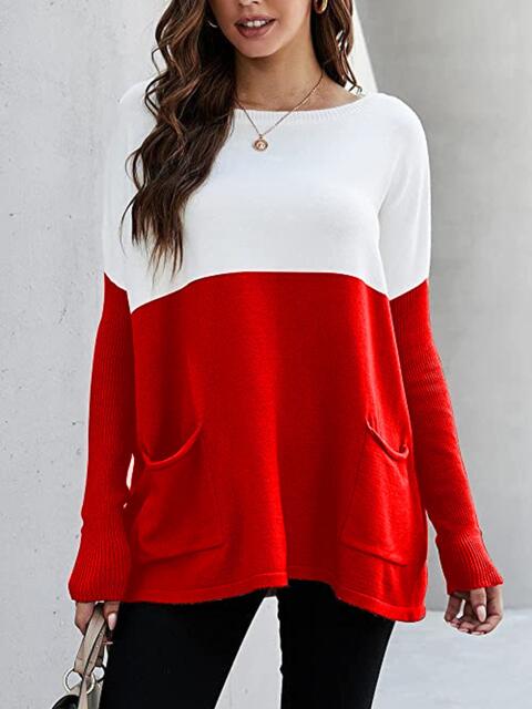Heidi-Mode | Zwei-Ton Pullover mit Taschen