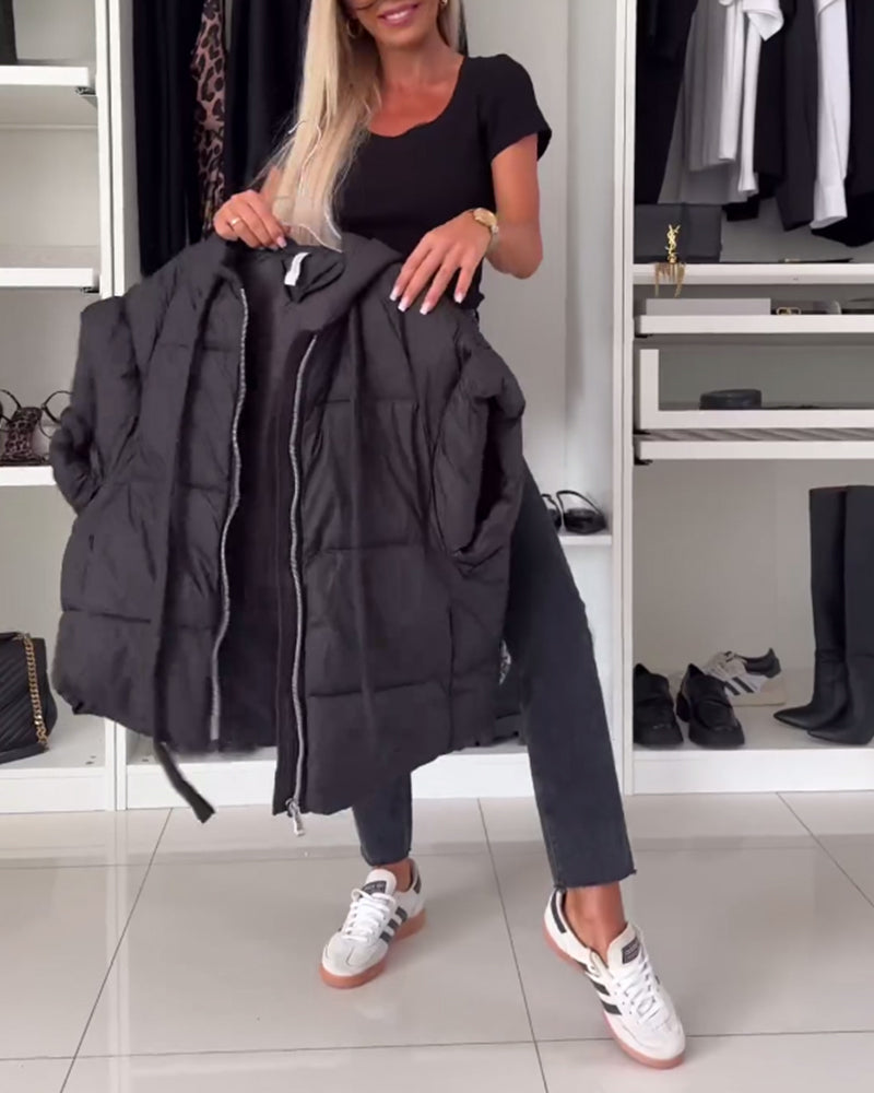 Heidi-Mode | Jacken mit Kapuze Einfarbig Reißverschluss und Kurzen Ärmeln