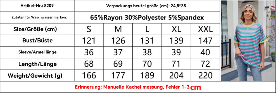 Heidi Mode | Gestreiftes kontrastierendes T-Shirt