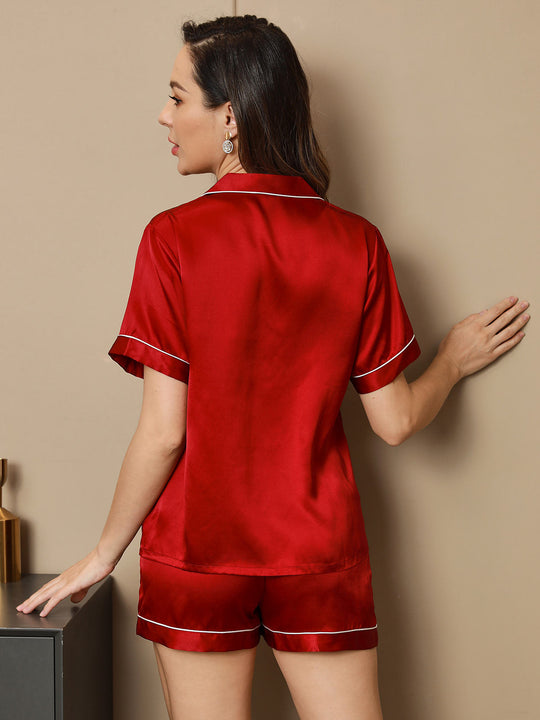 Heidi-Mode | 100% Seide Pyjamas Kurzes Pyjamas Set 2 Stk