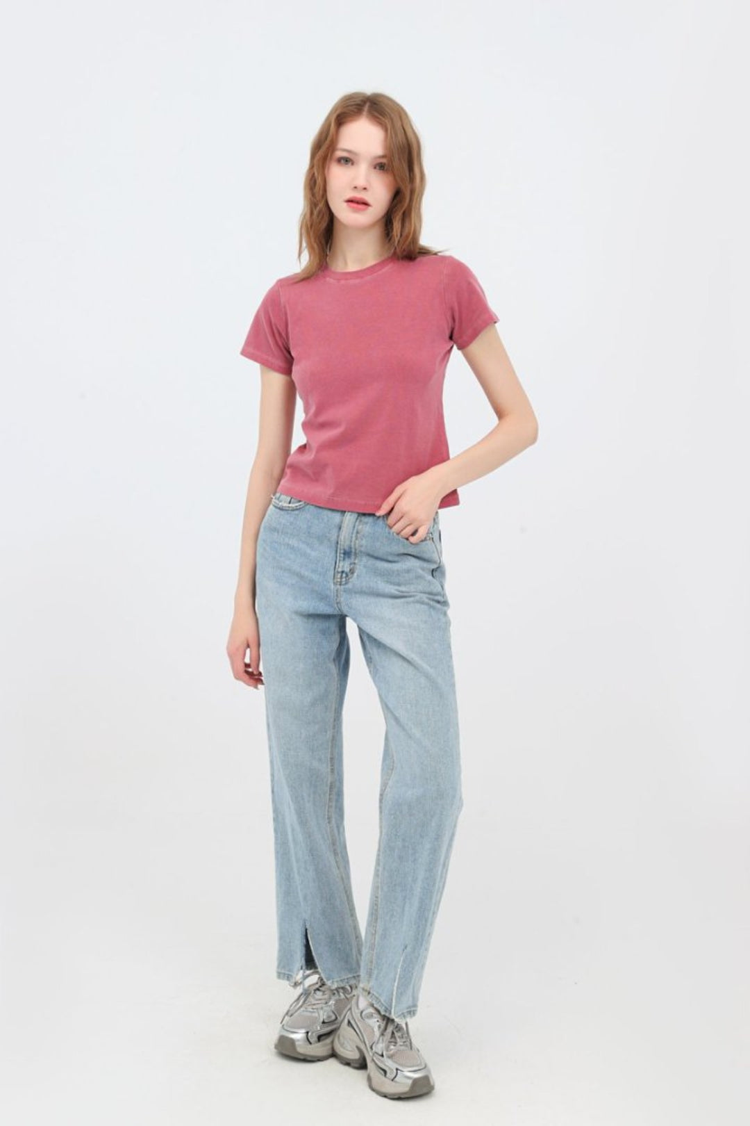 Heidi Mode | Schillerndes altes kurzes T-Shirt mit Färbung