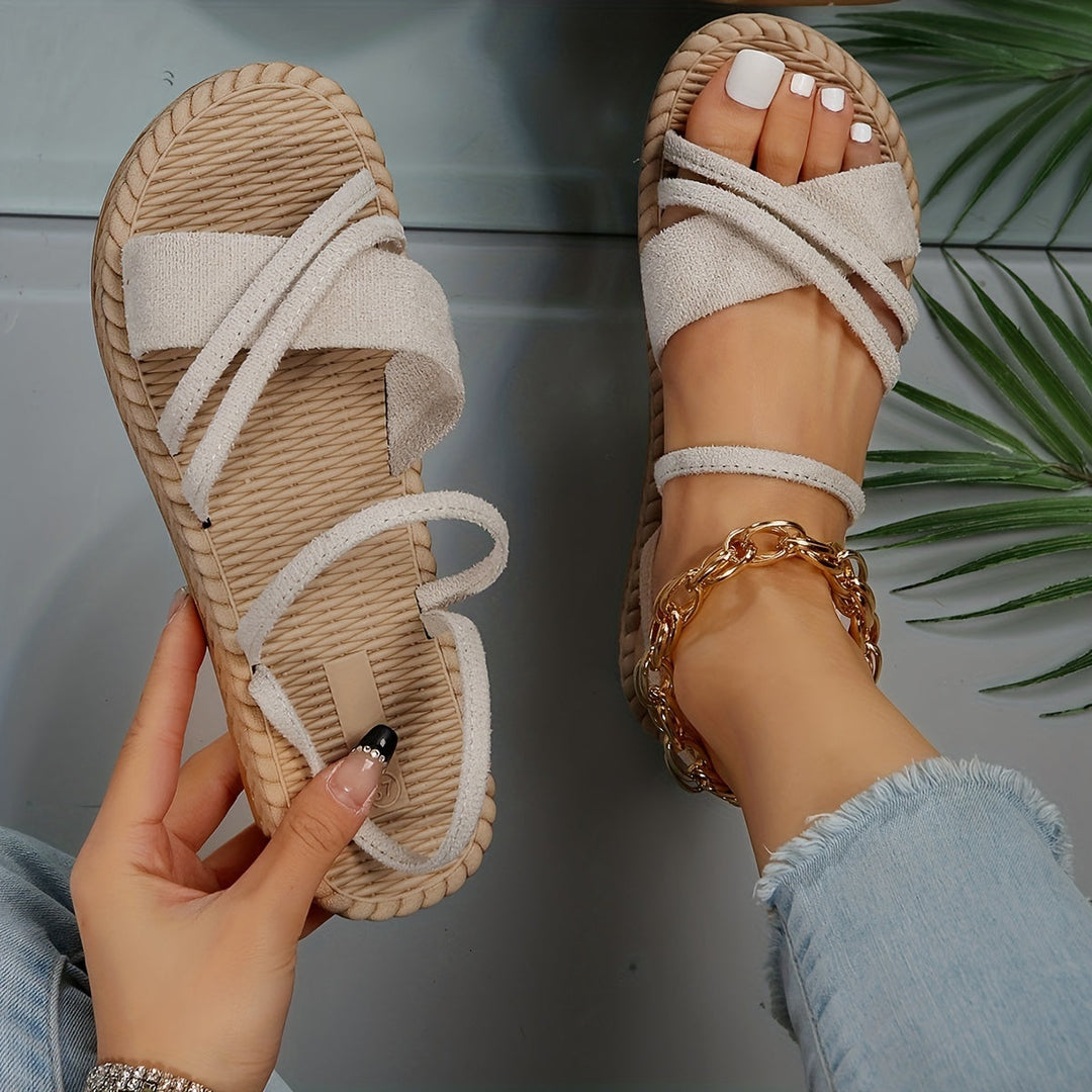 Heidi-Mode | Damen Flache Sandalen mit Offenen Zehen und Rutschfester Riemen