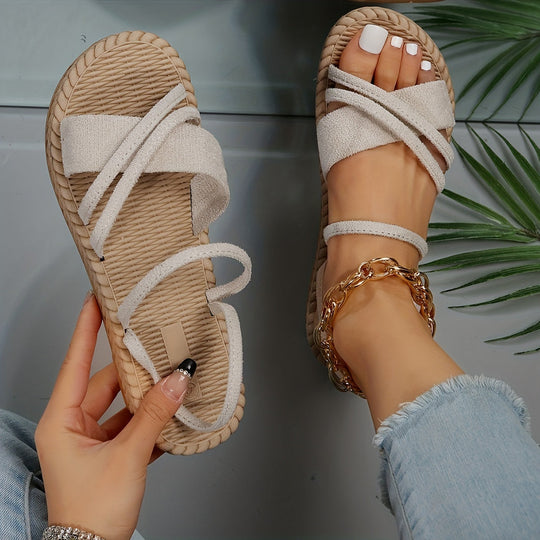 Heidi-Mode | Damen Flache Sandalen mit Offenen Zehen und Rutschfester Riemen