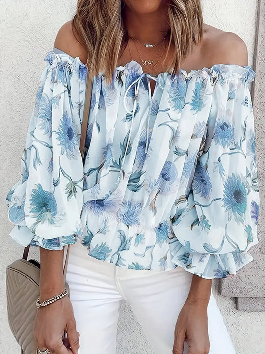 Heidi-Mode | Lässige Bluse mit Rüschen Ohne Ärmel und Blumenmuster