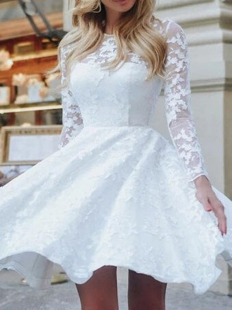 Heidi-Mode | Damen Kleider Spitze Langarm Mini Kleid