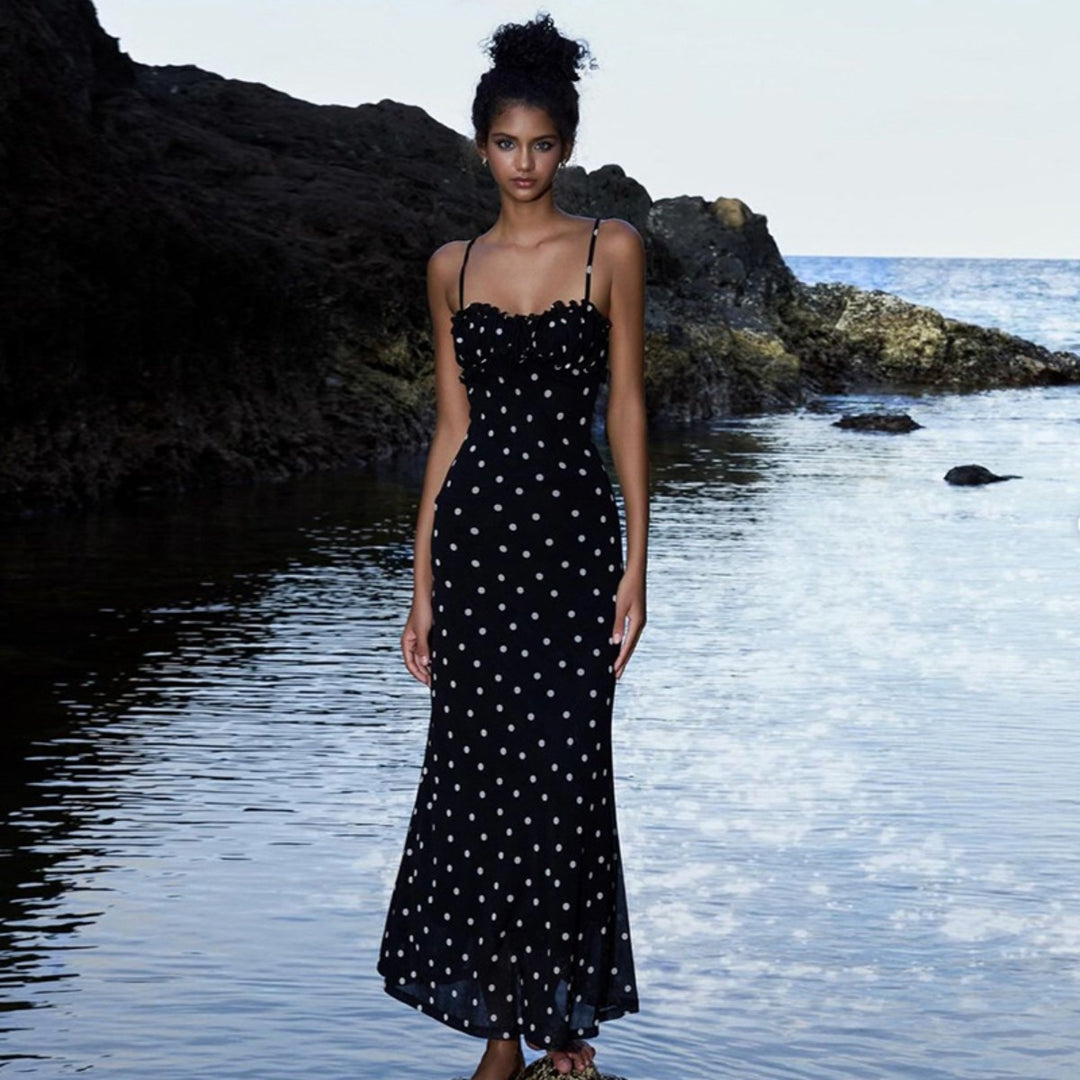 Heidi Mode | Kleid mit gepunkteten Strapsen mit Neckholder