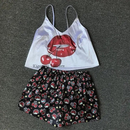 Heidi-Mode | Neuer sexy Damen-Pyjama Pyjama aus Seide im Tiermuster