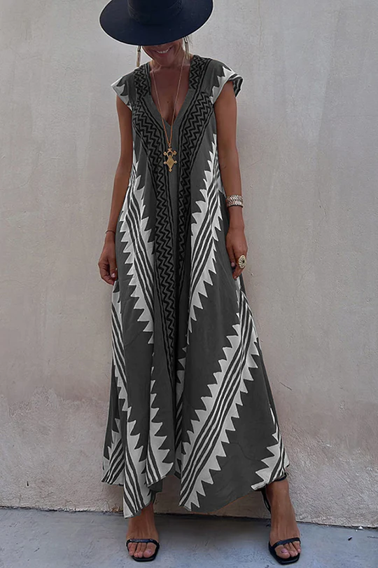 Heidi-Mode | Maxi Strandkleid mit Ethno-Muster
