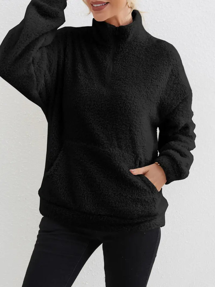 Lässiges, bequemes Plüschpullover-Sweatshirt mit Tasche