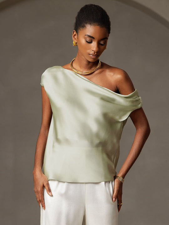 Heidi-Mode | Seiden Chic Ein Schulter Bluse