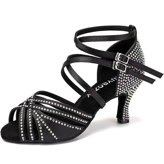 Heidi-Mode | Hot Drilling Lateinische Tanzschuhe Damen Mittelabsatz