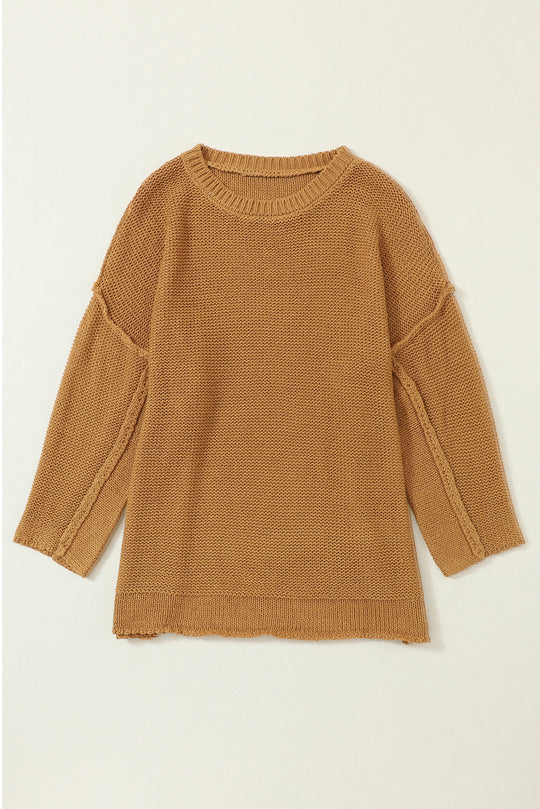 Slouchy Textured Knit Loose Pullover